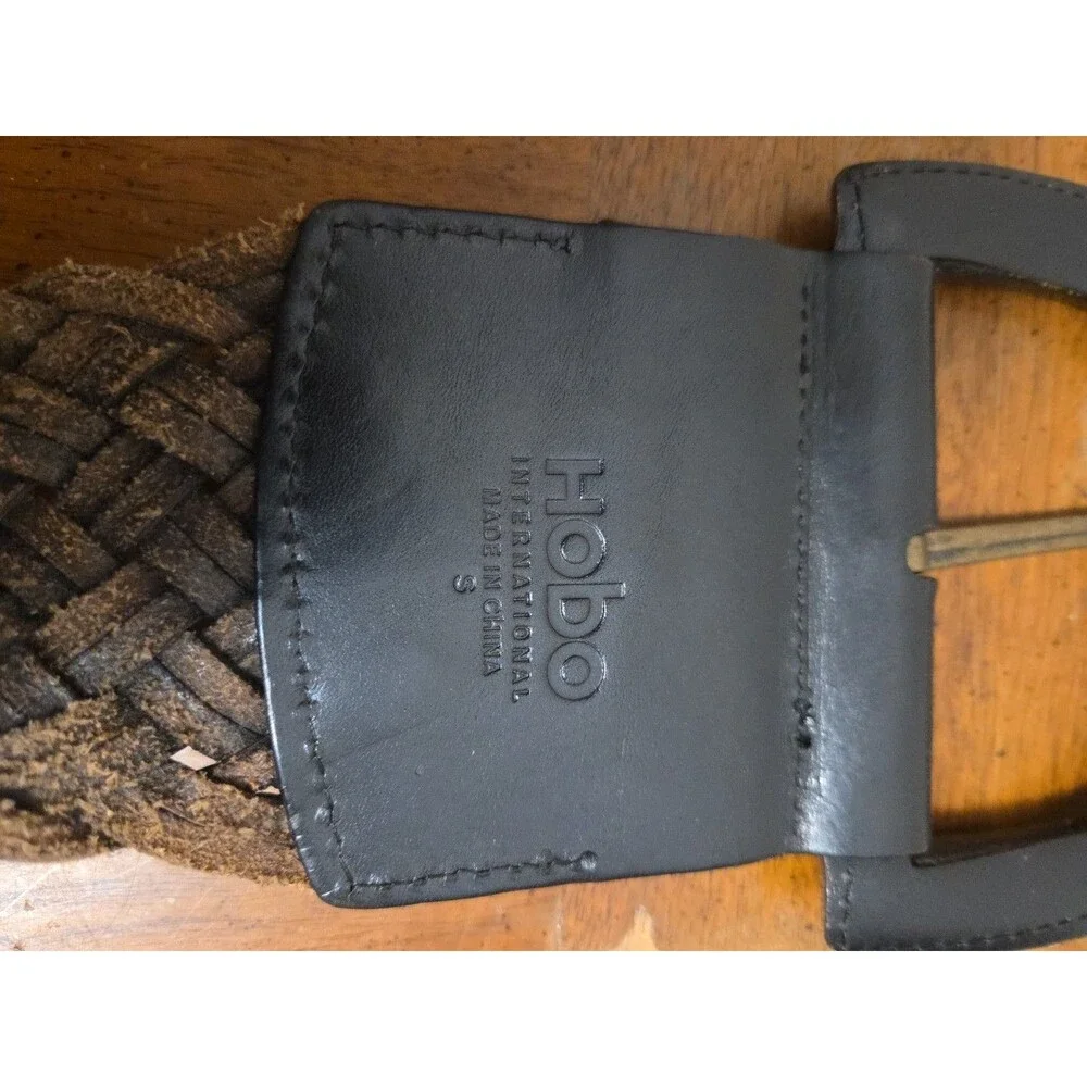 Hobo International Belt Dark Brown Basket Weave Leather Wide Waist Size Small
